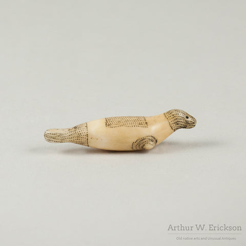 Eskimo Carved and Scrimshawed Ivory Seal
