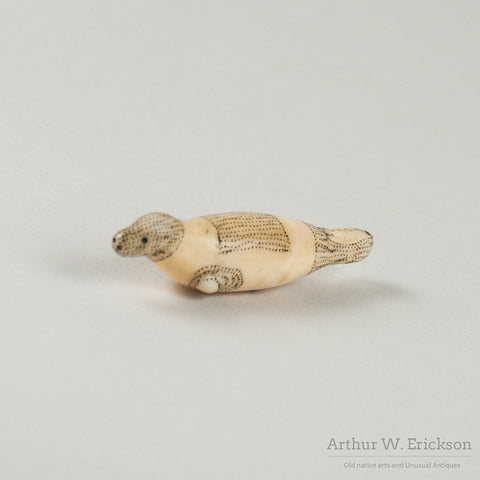 Eskimo Carved and Scrimshawed Ivory Seal