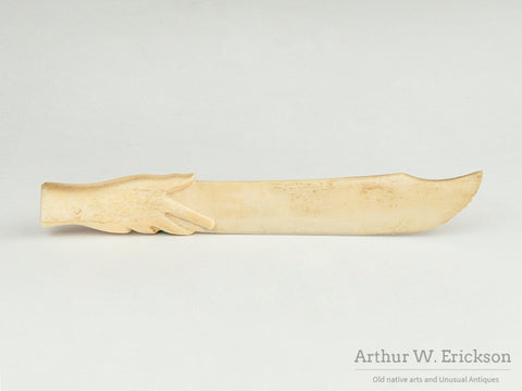 Walrus Ivory Carved Letter Opener with Hand