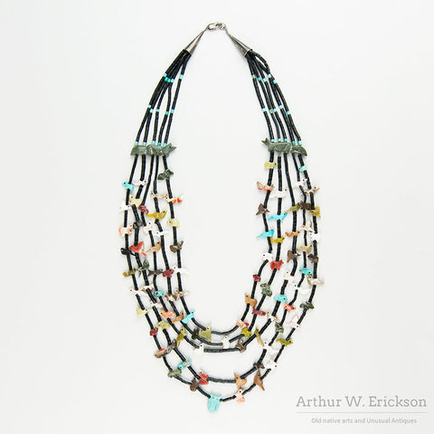 Five Strand Looped Zuni Fetish Necklace