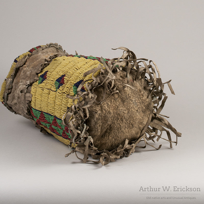 Sioux Beaded and Fringed Cylinder Bag