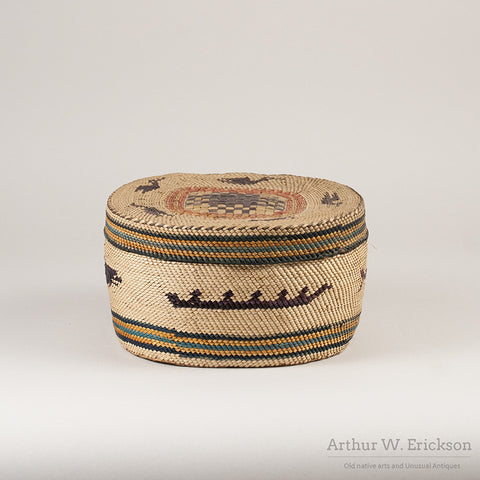 Large Makah Lidded basket with Birds - Arthur W. Erickson - 6