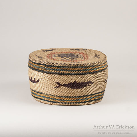Large Makah Lidded basket with Birds - Arthur W. Erickson - 7