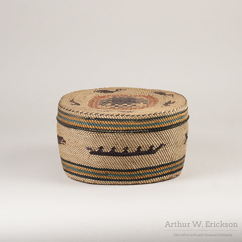 Large Makah Lidded basket with Birds - Arthur W. Erickson - 8